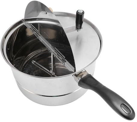 Popcornmaschine für den Herd, Popcornmaschine aus Edelstahl mit Handkurbel, 11 X 6,5 Zoll Popcorntopf für Gasherd und Induktionsherd, Handbetriebene Popcornmaschine