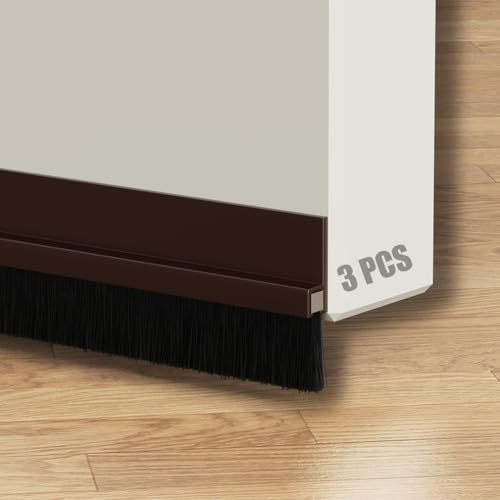 FFPMYF 3PCS Bürstendichtung Türleiste mit Bürste selbstklebend 4 x 100cm Türbodendichtung（Braun）