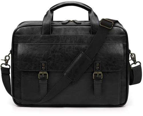 RAINSMORE Sacoche en cuir vintage pour ordinateur portable 17