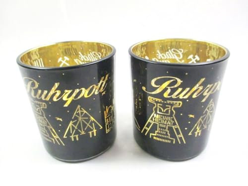 Windlicht Glas Ruhrpott Bergbau Kumpel Förderturm Glück auf Teelicht 2er Set