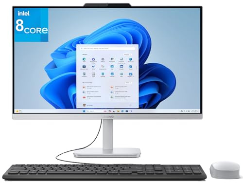 Lenovo IdeaCentre i3-N305 16GB 512GB SSD 23.8 All-in-One Desktop Computer | Display AIO 1080P, WiFi 6, Bluetooth, Windows 11, Lifetime Office 365 for Web, Bianco