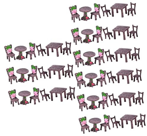 Kisangel 3 Sätze Miniaturmöbel Für Garten Und Puppenhaus Teiliges DIY Deko Miniatur Tisch Und Stühle Für Mikrolandschaften Und Fotografie Für Kreative Projekte 18 Stücke * 3