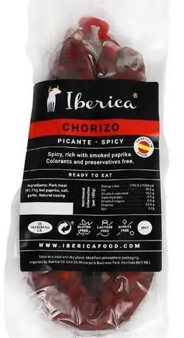 HOT Spicy Chorizo Hoop (250g) Authentic Spanish Sausage with garlic and paprika - Gluten, Lactose, Preservatives Free.