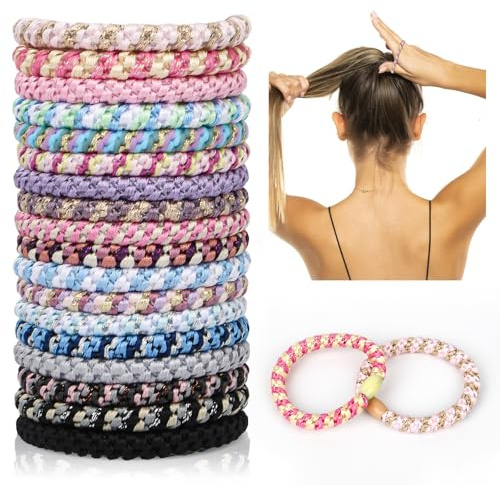 18 Stück Mehrfarbige Elastische Haargummis, Mehrfarbigen Haarbänder | Geflochtener Pferdeschwanz Halter, Elastischen Haar Bändern, Keine Beschädigung für Verschiedene Haar (Pink Blue Series)
