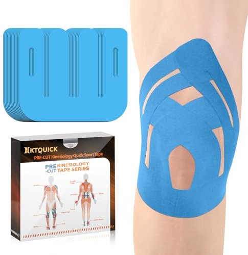 KTQUICK Vorgeschnittene Kinesiotape für Knie,20PCS,Starke Haftung&Latexfrei | Wasserfestes atmungsaktives elastisches Sporttape, verhindert Muskelzerrungen bei Laufen, Gym und Outdoor-Aktivitäten