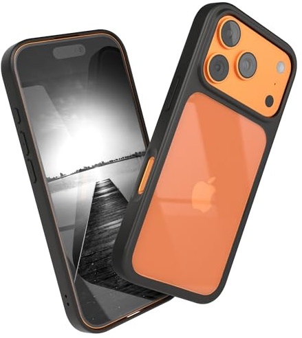 EAZY CASE Clear Hybrid Bumper Hülle kompatibel mit iPhone 17 Pro, Handyhülle mit Ultra Aufprallschutz, Stoßfest und Kratzfest, dünne Schutzhülle mit Kameraschutz, Handy Case, Schwarz