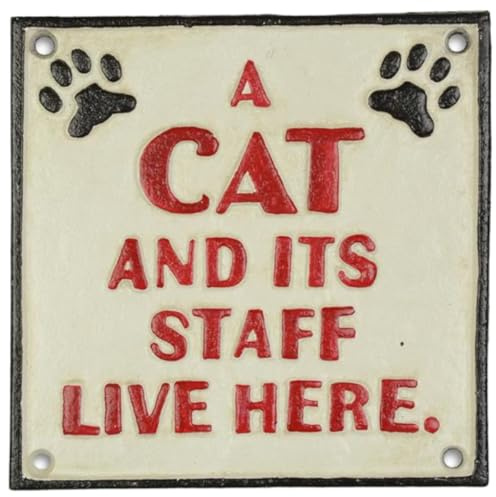Wandschild Wandplakette Gusseisen A Cat And Its Staff Live Here