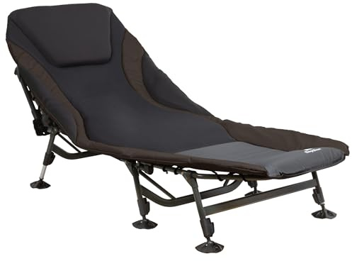 CampFeuer Karpfenliege XXL 207 x 88 x 30-106 cm | höhenverstellbare und stabile Karpfenliege mit 8 Beinen | faltbares Feldbett, Campingbett, Karpfenliegen, Feldbett bequem, Campingliege (Braun)
