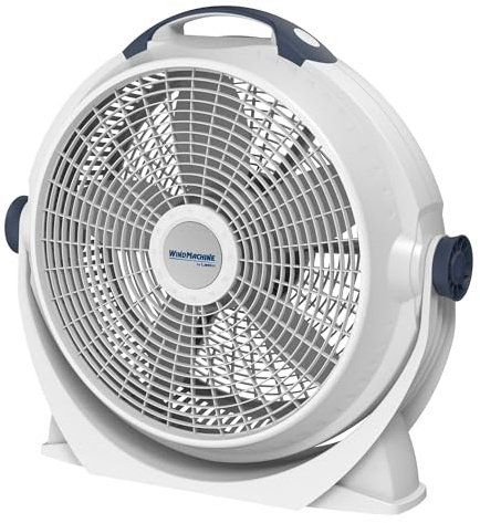Lasko WINDMACHINE, ventilador de piso de alta velocidad de 20 pulgadas con 3 velocidades, flujo de aire direccional de 360°, ventilador de circulación de aire portátil para el hogar, garaje y taller