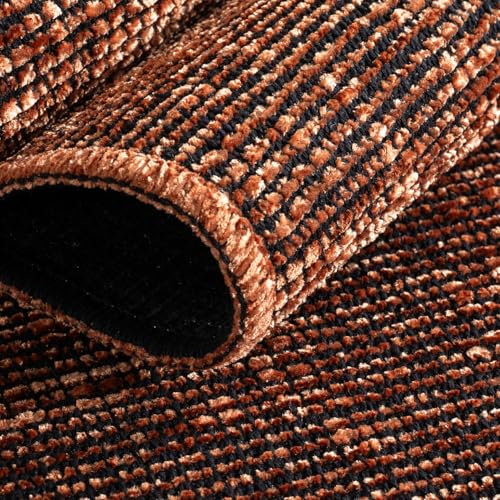 KADIMA DESIGN Teppich Modern Einfarbig Edel Pflegeleicht Vielseitig Waschbar Kupfer 80x150 cm Schlafzimmer Esszimmer rutschfest Schadstoffgeprüft Gekettelt Flur Diele Wohnzimmer Oeko-TEX | TITLIS