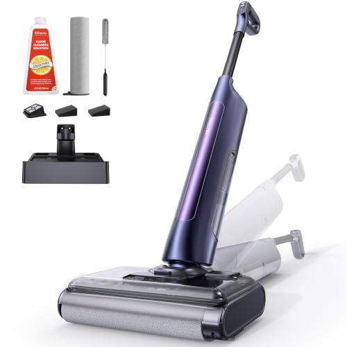 Ultenic Wet Dry Vacuum Cleaner, Vacuum Mop All in One for Wet & Dry Messes, 180° Lay-Flat & Edge Cleaning, 60Mins Long Runtime & Anti-Tangle Roller for Hard Floor Cleaning, AC1 TriFlex