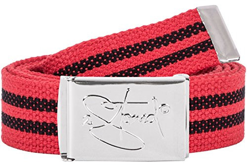 2Stoned Gürtel Canvas Belt Classic in Rot-Schwarz 3 cm breit mit Chromschnalle für Erwachsene und Kinder