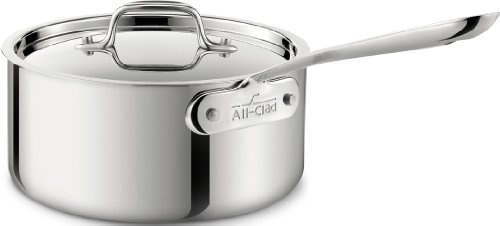 All-Clad 4203.5 Stainless Steel 3-Ply Bonded Dishwasher Safe Sauce Pan with Lid Cookware, 3.5-Quart, Silver