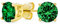 Boucles D'Oreilles CZ Vertes Coupe Brillante Solitaire Plaqué Or Jaune Argent Sterling .925 Émeraude Simulée AAA Cz