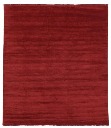 RugVista Handloom Fringes Teppich, 250 x 250 cm, Dunkel Rot