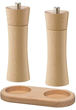 Zassenhaus Salz- und Pfeffermühle Frankfurt 18 cm mit Untersetzer aus Holz Natur