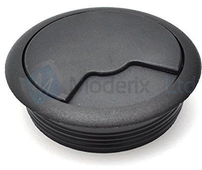GTV 80mm Black PC Computer Desk Plastic Grommet Table Cable Tidy Wire Hole Cover (2 x)