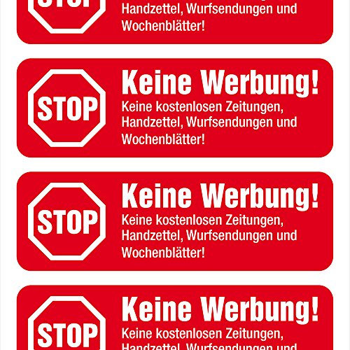 immi 16 St. Keine Werbung Aufkleber, in Rot, Keine Reklame Schild
