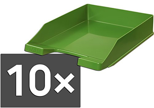 HAN 1027 Briefablage KLASSIK, DIN A4/C4, stapelbar, stabil, modern (grün / 10er Pack)