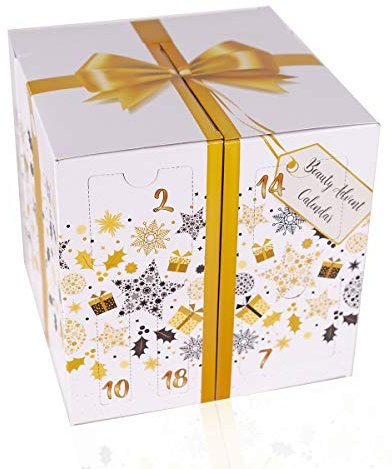 Beauty-Adventskalender Schminke mit 24 Make-up Kleinigkeiten für perfektes Styling im Advent, umfangreiches Schmink-Set vom Kosmetik-Spiegel bis zum Zehenspreizer