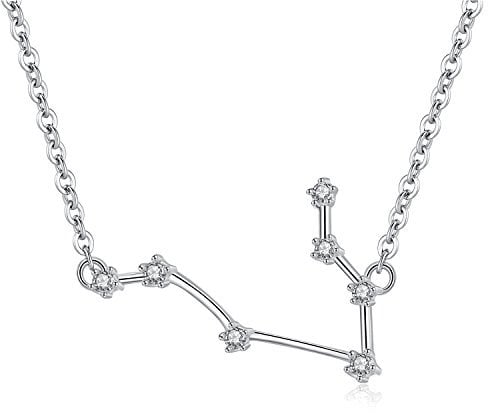 VIKI LYNN Gemini Zodiac Necklace 925 Sterling Silver Cubic Zirconia Star Sign Jewellery Birthday Gifts for Women Girls