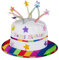 Set de 10 Gorros Cumpleaños, Sombrero Tarta de Peluche con Velas, Para Fiestas, Poliéster, Blanco y Multicolor