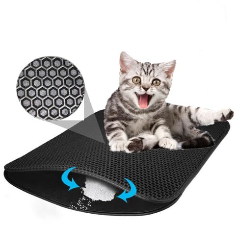 Tapis de litière pour Chat Tapis de piégeage de litière, Tapis piège imperméable à l'épreuve de l'urine imperméable de en nid d'abeille pour bacs à litière, Easy Clean (50 * 40cm)