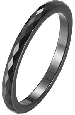 PAMTIER Damen Diamantförmig Ring aus Keramik Schwarz Größe 54 (17.2)