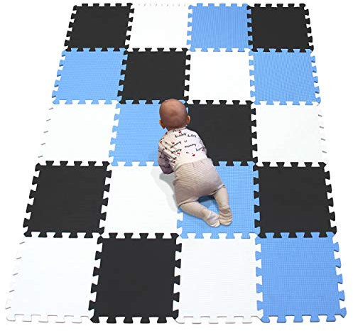YIMINYUER Puzzle-Spielmatte für Baby und Kleinkinder, rutschfeste Bodenmatte aus Eva-Schaumstoff Weiß Schwarz Blau R01R04R07G301020