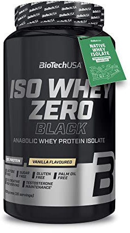 BioTechUSA Iso Whey Zero Black | Protéine de première qualité avec créatine, zinc, vitamine B3 et acides aminés | 90% de protéines | Sans sucre, sans lactose, sans gluten, 908 g, Vanille