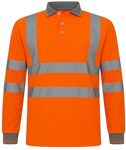 Kuest Hi Vis Visibility Long Sleeve Polo Shirts Safety Work-wear