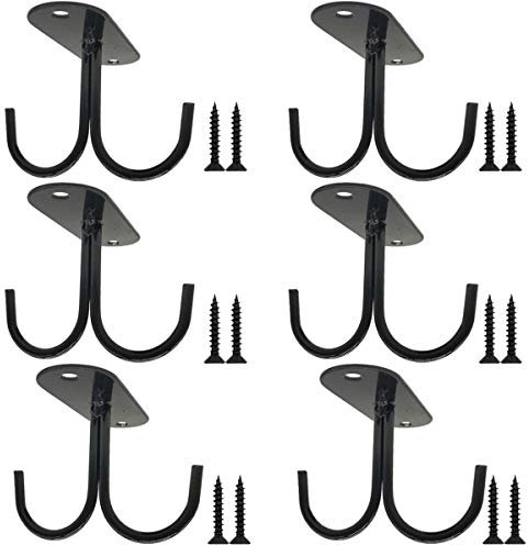 TIHOOD 6PCS Under Cabinet Mug Hooks, Rustic Mug Organizer Rack Coffee Cup Holder Mug Rack Under Shelf Hanging Hooks Rack for Mugs, Coffee Cups and Kitchen Utensils Display (Black)