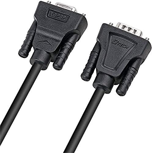 DTECH DB9 RS232 Serial Cable Male to Female Port Extension Null Modem Cord Full Handshaking 7 Wire Crossover for Data Communication (0.5m, Black)