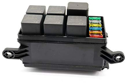 YULLING - Scatola di relè per fusibili auto a 6 vie, impermeabile ATC/ATO con lama portafusibili, 5 pin 4 pin Relè universale per 12 V auto, camion, rimorchio, barca marina