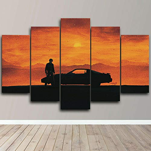 yuanjun Puzzle 5 TLG Kunstdruck Modern Wandbilder Design Tapete Eingerahmt Bilder Drucke Leinwand Wandkunst Wohnkultur Gem?Lde Poster Mehrteilig XXL Knight Rider 1982 Fernsehsendung