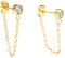 THIORA Kettenohrringe mit Steinchen | Damen | Premium Edelstahl | Zirkonia | Ohrring mit Kette (Gold)
