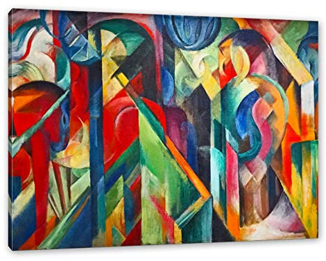 Pixxprint Franz Marc - Stallungen, Größe: 120x80cm, Leinwandbild, fertig gespannt, Wandbild, Dekoration, Kunstdruck, kein Poster
