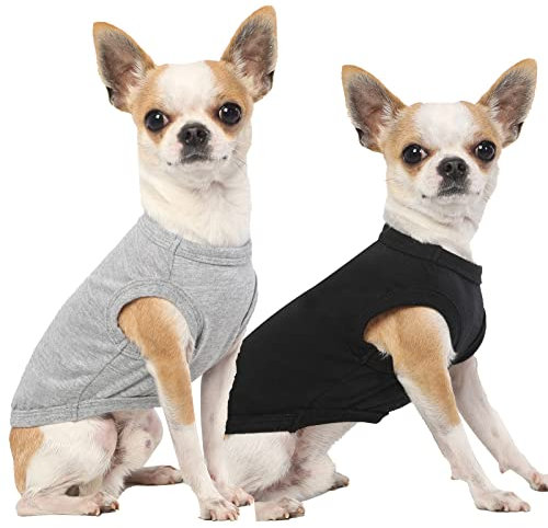 SyChien Dog Small Shirts,Lightweight Cat Blank Cool Clothes for Chihuahua Puppy Teacup,Dogs Boy Boy Girl Summer Lightweight T-Shirt,Black Grey S