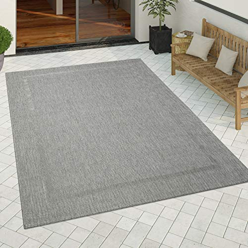Paco Home In- & Outdoor Teppich Balkon Terrasse Küchenteppich Gartenteppich Modern, Grösse:80x150 cm, Farbe:Grau 5