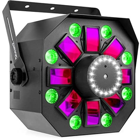 BeamZ Multibox LED Derby mit Stroboskop Lichteffekt, PAR Licht, RGB-UV Leds, DMX Musikgesteuert, Discolicht