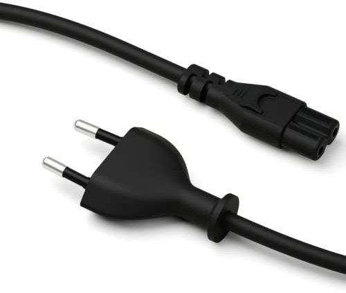 Pedestal Power Cable 7,5m (Schwarz) | Stromkabel 2 Polig - TV Kabel Kompatibel mit Playstation und Xbox | Euro Netzkabel für Kaltgeräte | Kaltgerätekabel Fernsehkabel mit Euro Stecker (Euro 8)