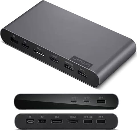 Lenovo Docking Station USB-C Universal Business Dock – Dual Display (1 DP 1.4 & 1 HDMI 2.0) – 65W Charging for Laptop (90W Power Adapter Included) – 3X USB-A & 2X USB-C Ports – Windows Compatible