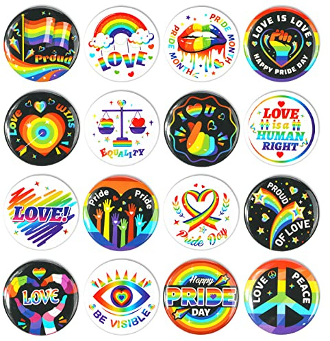 HOWAF 16 Regenbogen Flagge Button Pride Pin LGBT Pride Flag Pins Anstecker Regenbogenfahne Rainbow Flag Button LGBT Rainbow Gay Pride Pins Pride Flagge Buttons für Kleidung Revers Tasche Dekoration