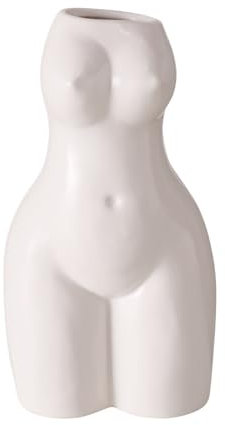 BLOOMINGHOME Vase Körpervase Frauenkörper Porzellan Weiß Höhe 17 cm | Körperform, Frauentorso, Körperkunst-Vase, abstrakte Skulptur, Dekoration