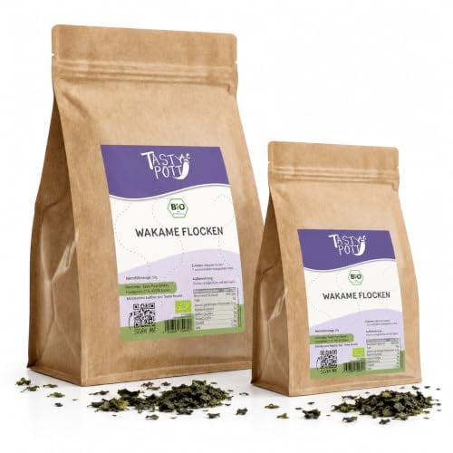 Tasty Pott Bio Wakame Flocken 50g – Getrocknete Meeresalgen aus Wildsammlung im Atlantik – Vegan, Pflanzlich, Ohne Zusätze – Für Salate, Suppen & Smoothies