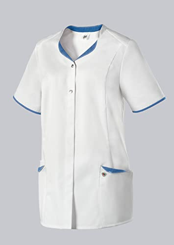 BP 1702-485-2106 Kasack Für Damen, Moderne Passform, 50% Baumwolle/50% Polyester, Weiß/azurblau, Größe XLn