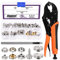 Swpeet Lot de 74 outils de fixation robustes de 22,9 cm, outil de montage réglable, comprend une pince à bouton-pression en toile, des boutons-pression à clous, un capuchon, une douille, une