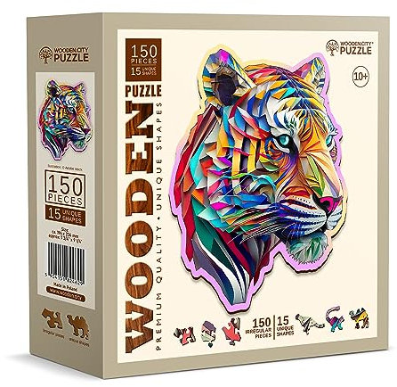 Wooden Puzzle: Colorful Tiger