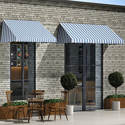 Bistro-Markise 300x120 cm blau und weiß, Artikelfarbe: Blau und Weiß
