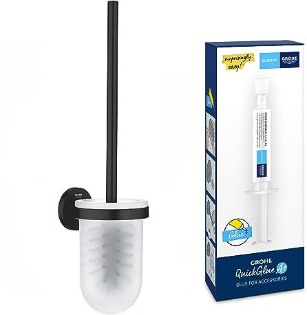Bundle aus GROHE Start - Toilettenbürstengarnitur (Wandmontage, verdeckte Befestigung, geeignet zum Bohren oder Kleben), matt schwarz, 411852430 + GROHE QUICKFIX A1 Kleber 41127000